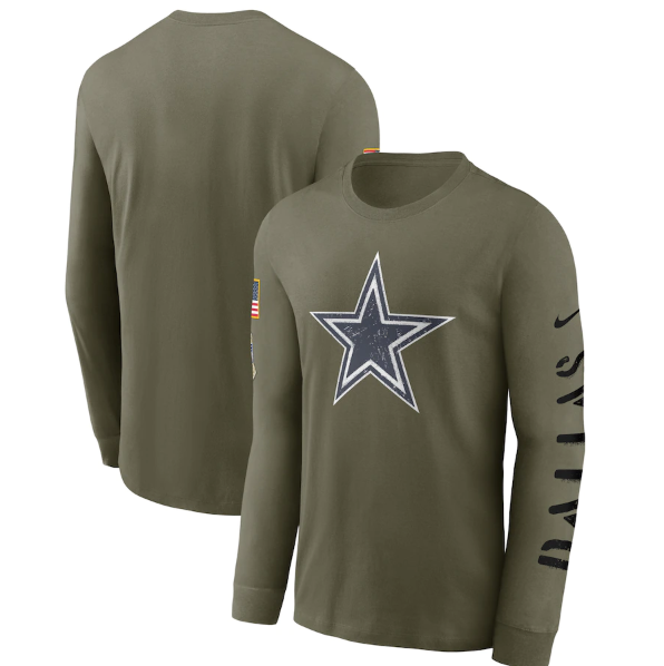 Men's Dallas Cowboys Olive 2022 Salute to Service Long Sleeve T-Shirt